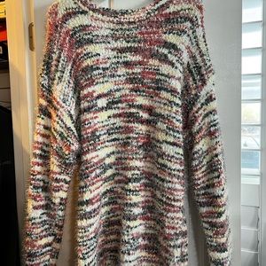 Tunic length sweater.